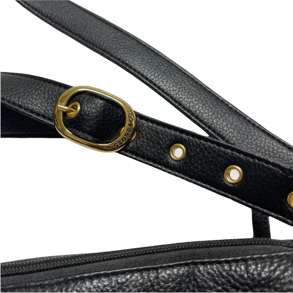 Stone &‎ Co Leather Crossbody Purse Bag Black Soft Adjustable Strap 11x7x3